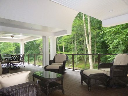 covered deck near the woods