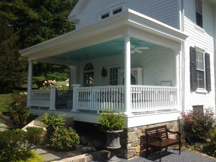 vinyl front porch with railing